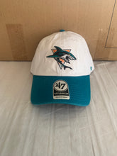 Load image into Gallery viewer, San Jose Sharks NHL &#39;47 Brand Throwback Clean Up White Two Tone Adjustable Hat - Casey&#39;s Sports Store

