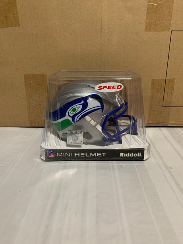 Seattle Seahawks Throwback NFL Riddell Silver Replica Mini Helmet - Casey's Sports Store