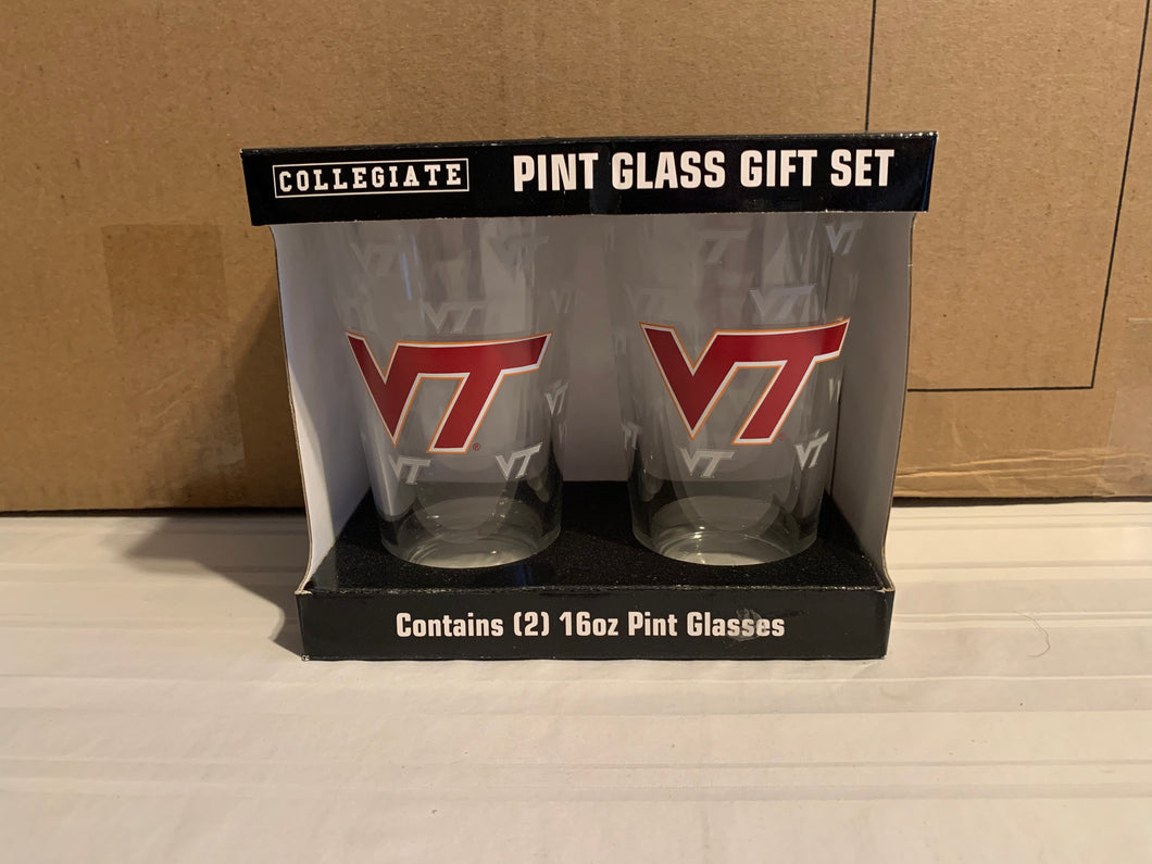 Virginia Tech Hokies NCAA Set of 16oz Pint Glass Cup Mug Boelter Brands - Casey's Sports Store