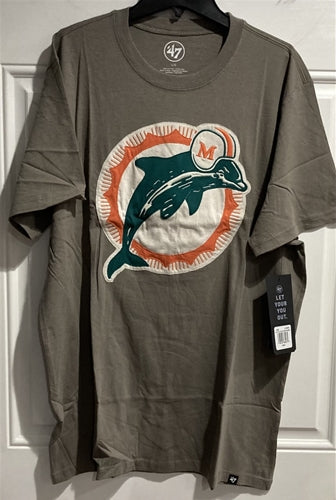 Miami Dolphins Legacy '47 Brand NFL Grey Embroidered Men's Tee Shirt - Casey's Sports Store