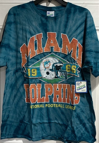 Miami Dolphins NFL '47 Brand Teal Tie Dye Vintage Tubular Men's Tee Shirt - Casey's Sports Store