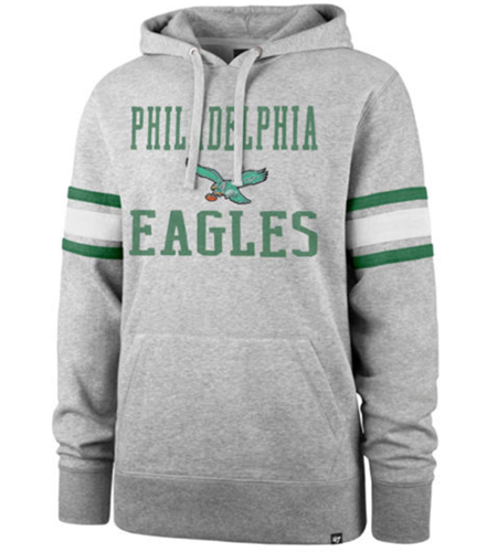 Philadelphia Eagles Legacy NFL '47 Brand Grey Sleeve Stripe Men's XL Hoodie - Casey's Sports Store