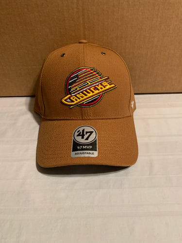 Vancouver Canucks Vintage NHL '47 Carhartt Mens Brown MVP Adjustable Hat Cap - Casey's Sports Store