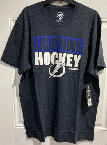 Tampa Bay Lightning NHL '47 Brand Fall Blockout Club Mens Black Tee Shirt - Casey's Sports Store