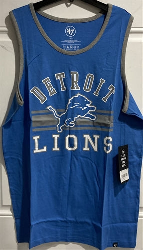 Detroit Lions NFL '47 Brand Blue Edge Super Rival Men's Tank Top - Casey's Sports Store