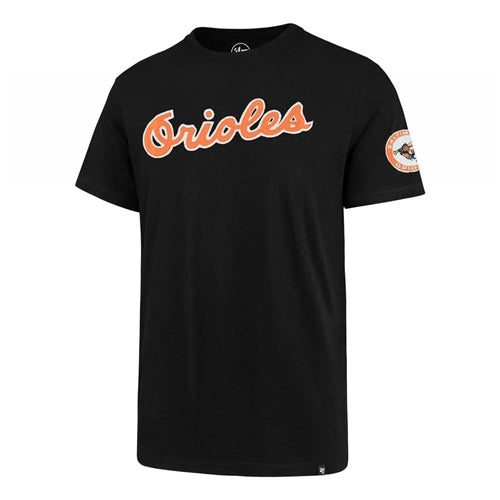 Baltimore Orioles MLB '47 Brand Black Embroidered Men's Vintage Tee Shirt - Casey's Sports Store