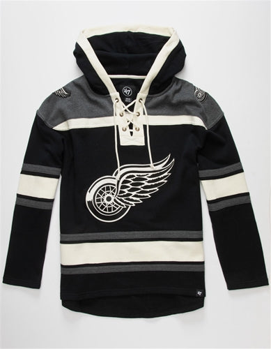 Detroit Red Wings NHL '47 Brand Jet Black Superior Lacer Men's Hoodie - Casey's Sports Store