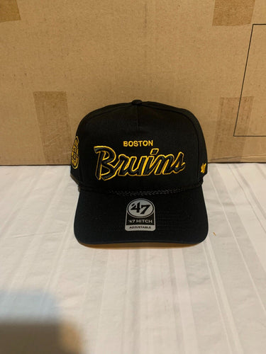 Boston Bruins NHL '47 Brand Black MVP DP Script Adjustable Snapback Hat - Casey's Sports Store