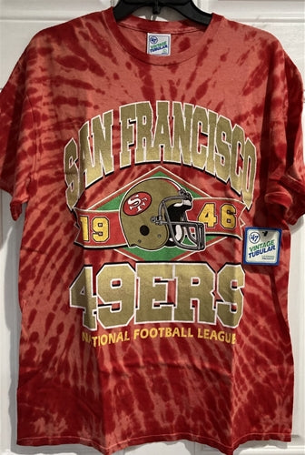 San Francisco 49ers NFL '47 Brand Red Tie Dye Vintage Tubular Men's Tee Shirt - Casey's Sports Store